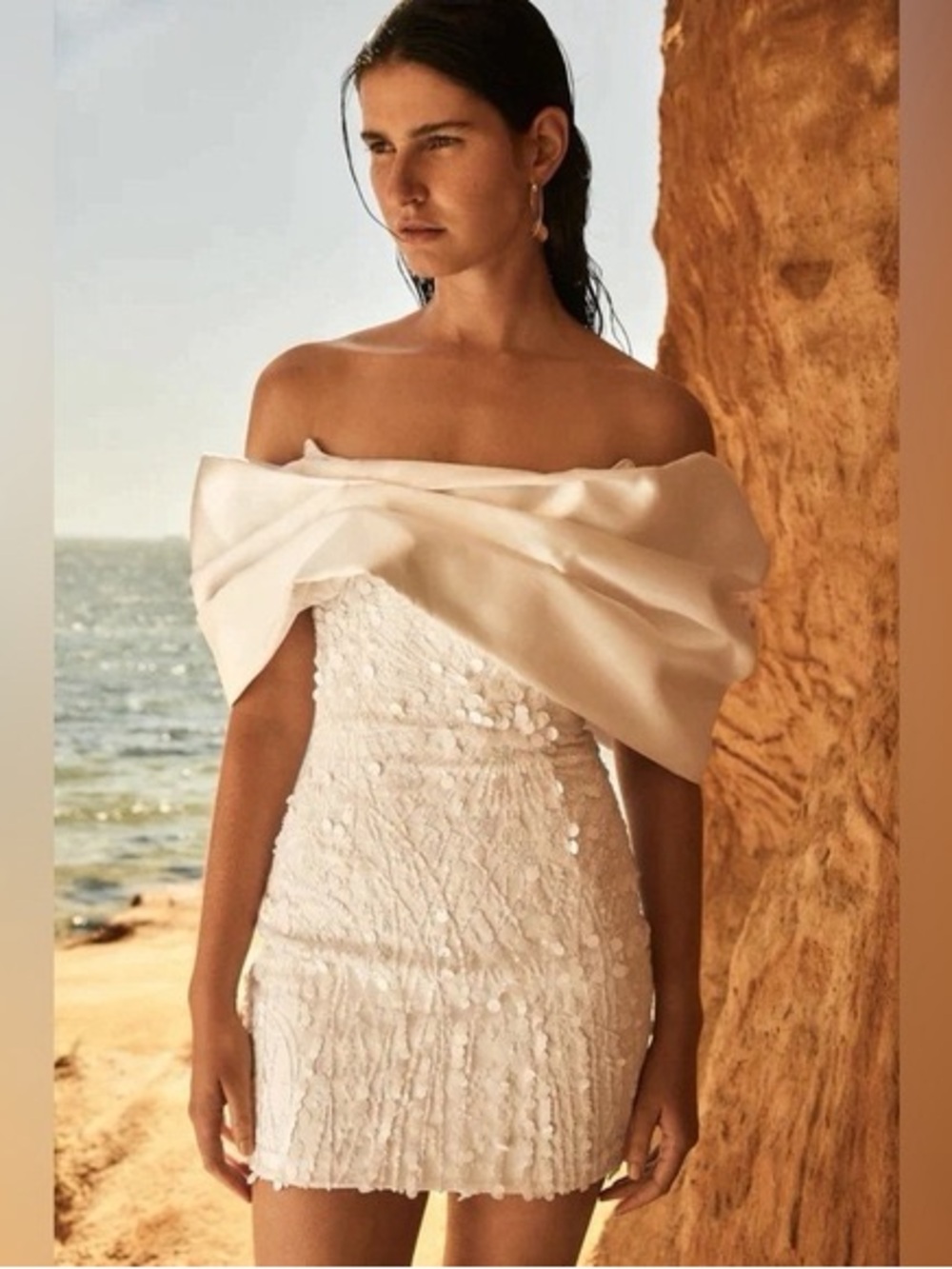 Eliya The Label Blanca Off-Shoulder White Mini Dress